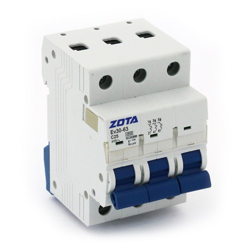 Автоматический выключатель ZOTA Ev30-63 3P 4.5kA 25A C без перемычки