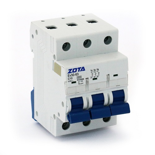  Автоматический выключатель ZOTA Ev30-63 3P 4.5kA 10A C без перемычки